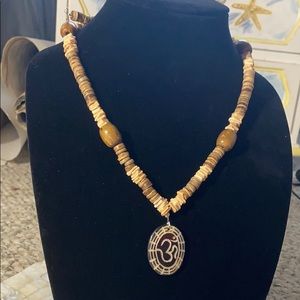 New Boho Necklace handmade beads w/ indian pendant